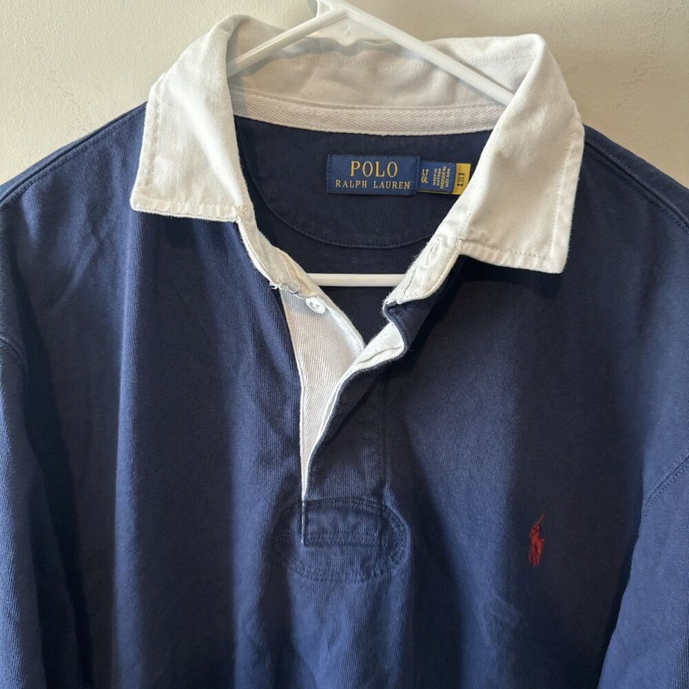 Polo Ralph Lauren Mens The Iconic Rugby Shirt Navy Blue LT - Picture 3 of 7